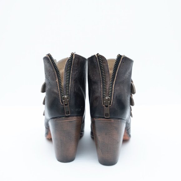 Freebird Charcoal Colored Heeled "Malbec" Leather Booties - Picture 9 of 10